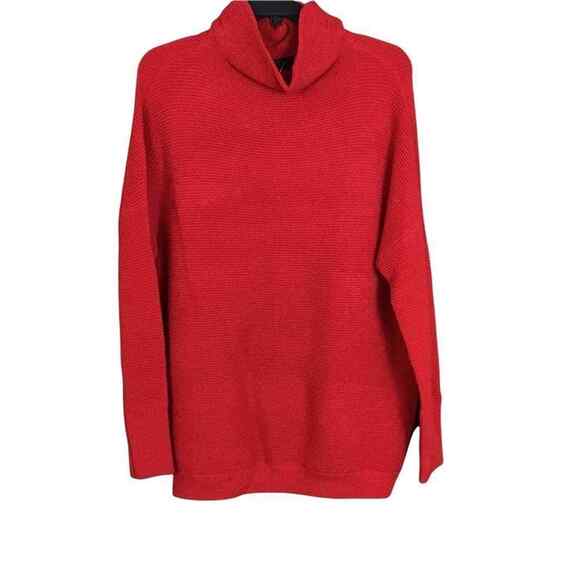 RDI Womens XL Sweater Red Ribbed Turtleneck Pullover Long Sleeve Soft Knit - Picture 1 of 14